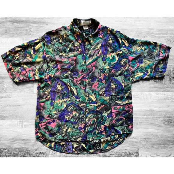 vintage 90s Fierce : rayon button up - Picture 3 of 11